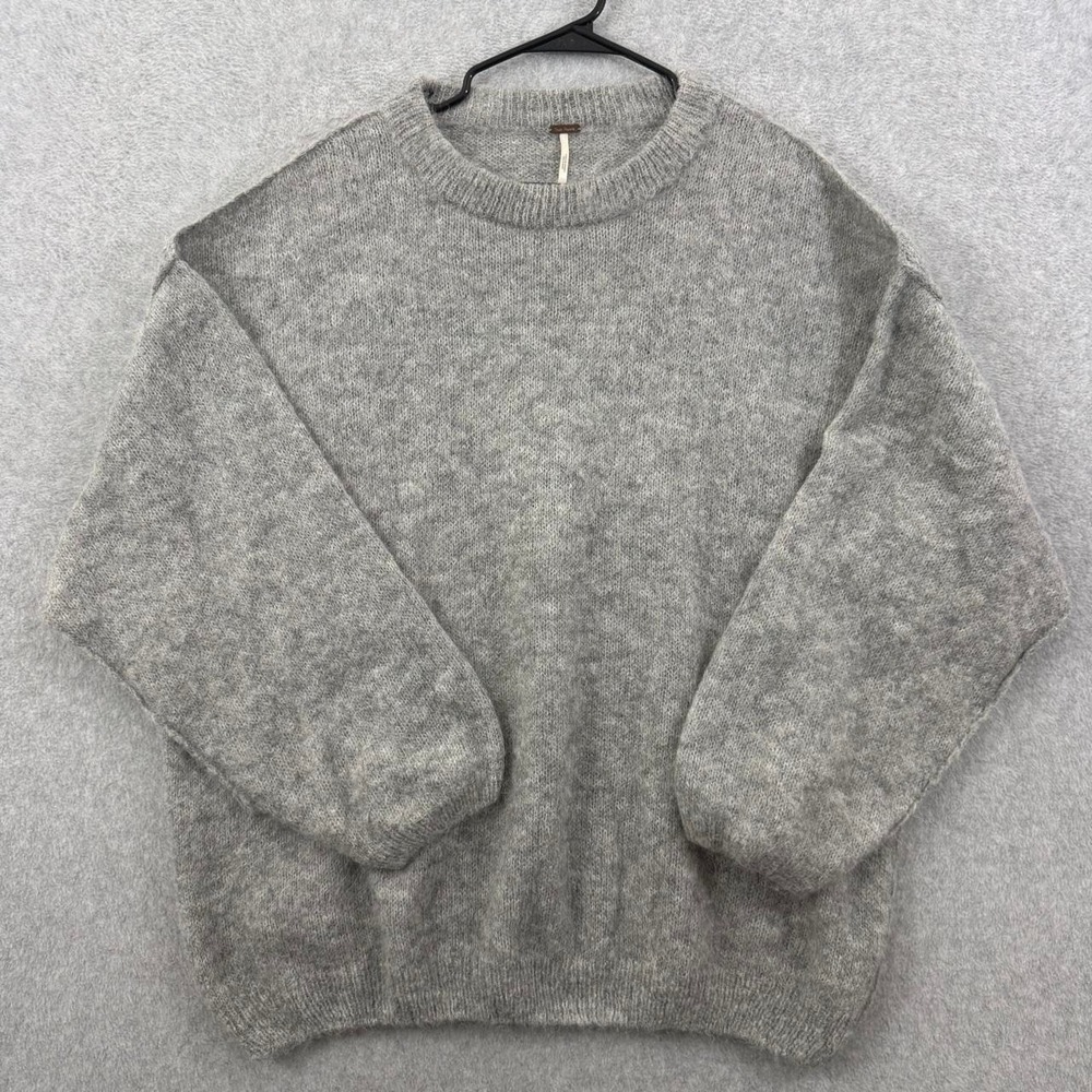 Free People Women's Gray Alpaca Blend Oversized Balloon Sleeve Sweater small